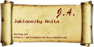 Jablonszky Anita névjegykártya